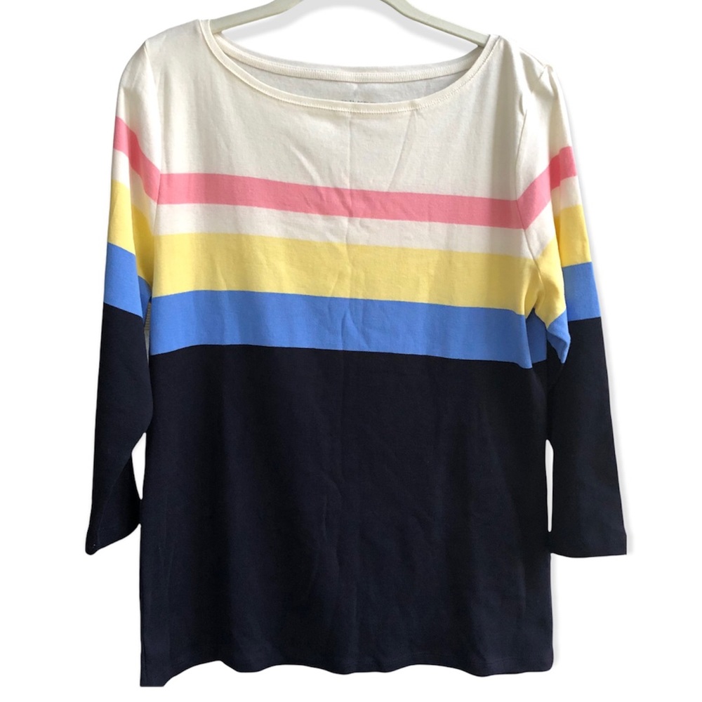 TALBOTS Mlticolor 3/4 sleeves, Boat Neck women’s top Sz‎ Lp